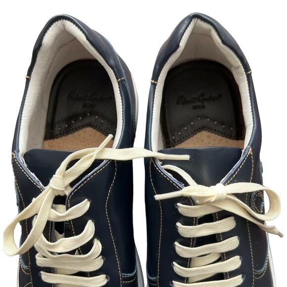 Robert Graham Barrelman Leather Sneakers In Navy Blue Size 11 - Picture 5 of 13